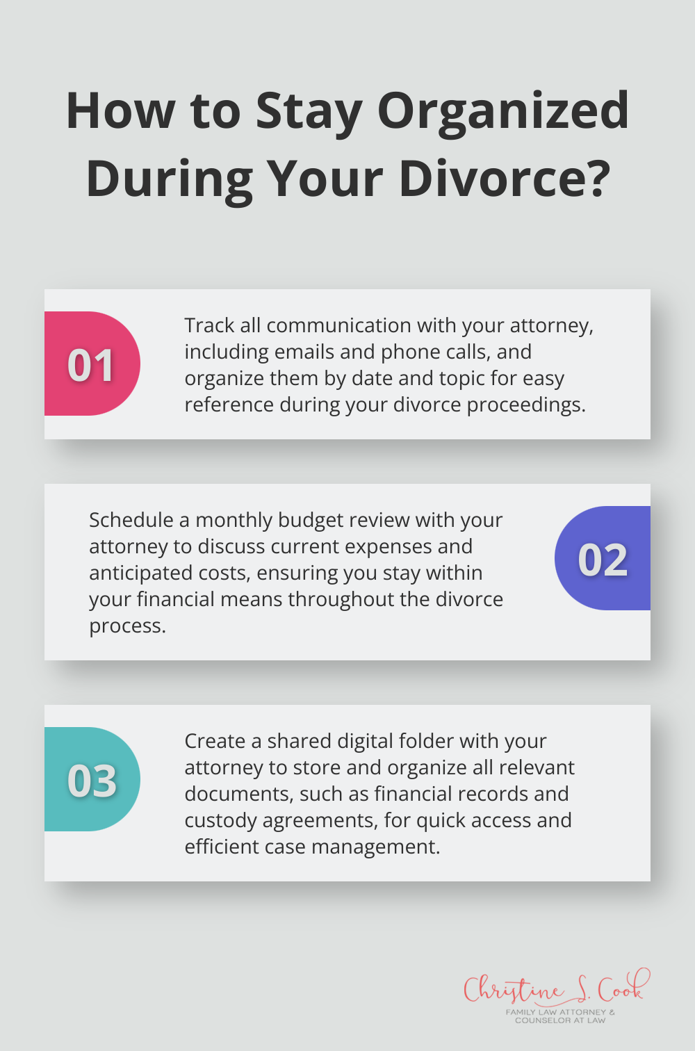 Infographic: How to Stay Organized During Your Divorce? - questions to ask a divorce lawyer before hiring