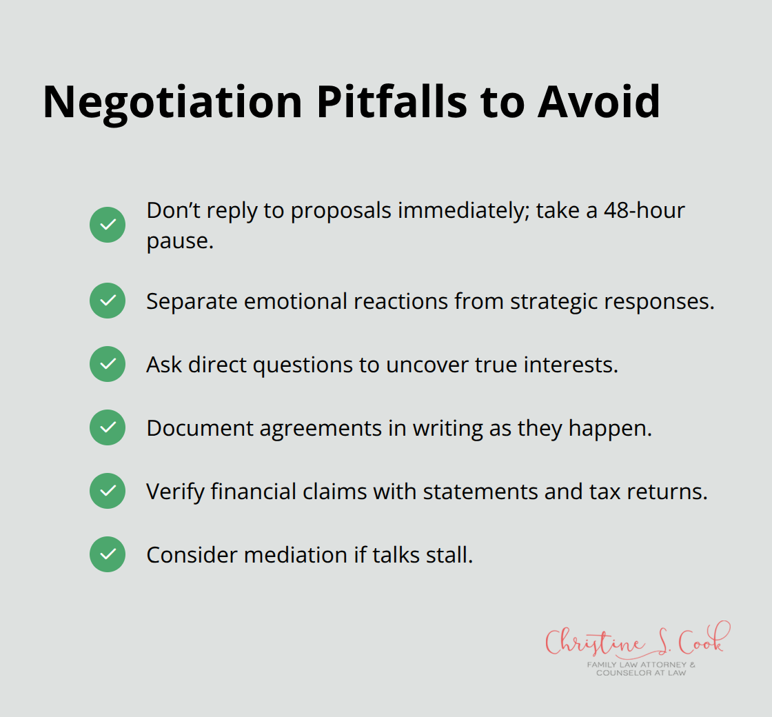 Checklist of common divorce negotiation mistakes and fixes - settlement negotiation