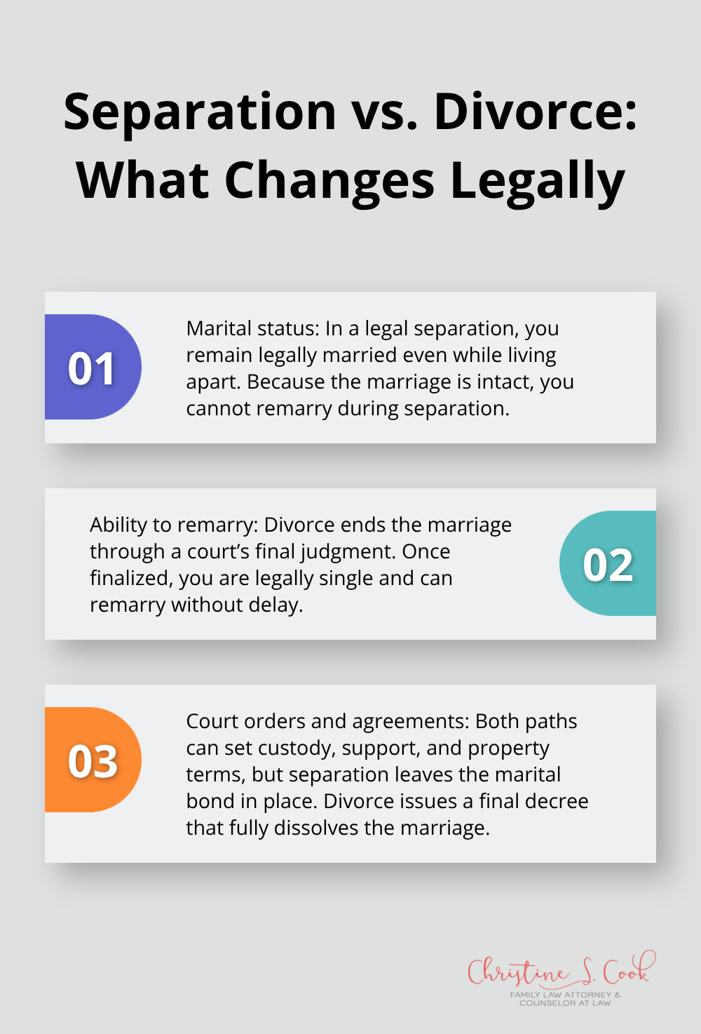 Three key legal differences between legal separation and divorce in the United States - benefits of legal separation versus divorce