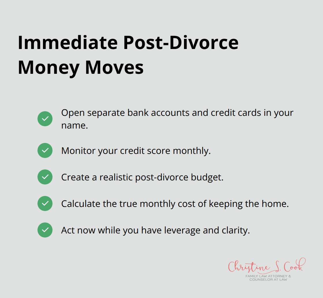 Checklist of immediate financial steps to take after divorce - Divorcing well tips Pensacola