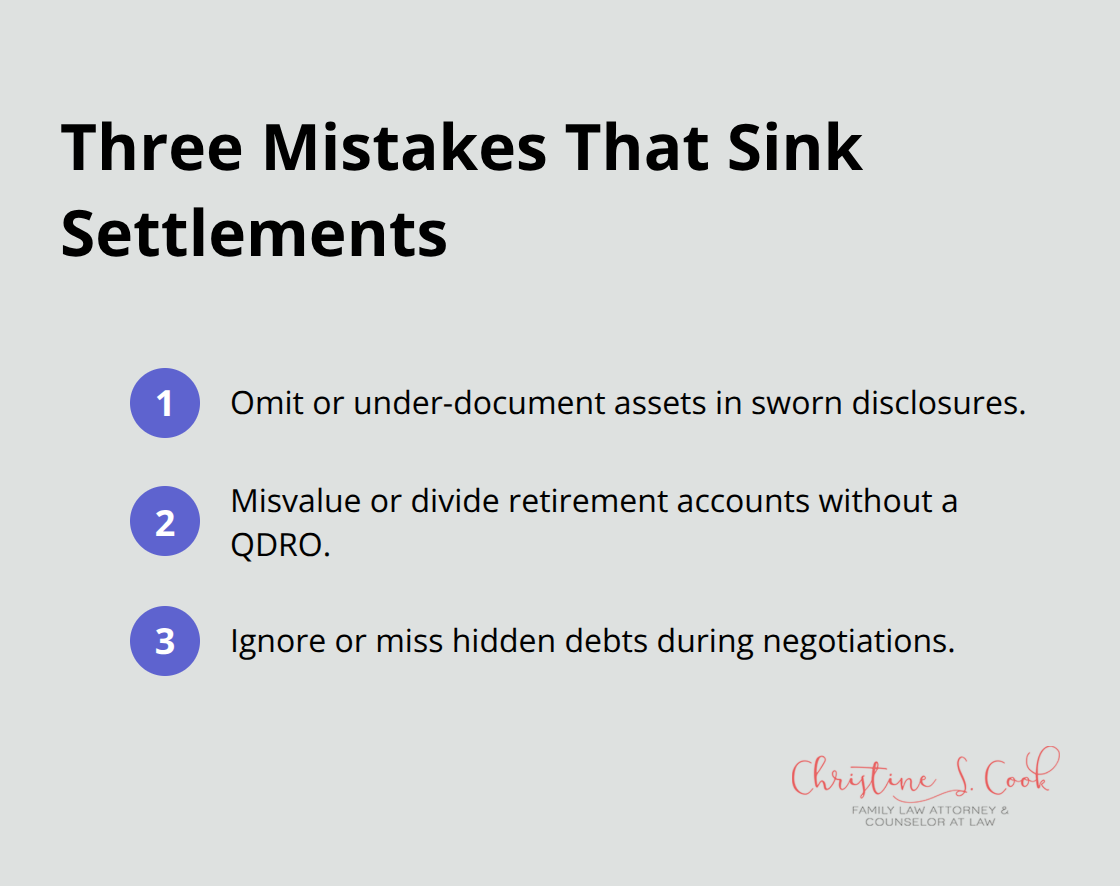 Compact list of top Florida property division mistakes
