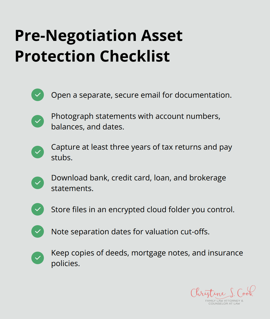 Checklist of steps to secure financial records before Florida divorce talks - Property division tips Florida