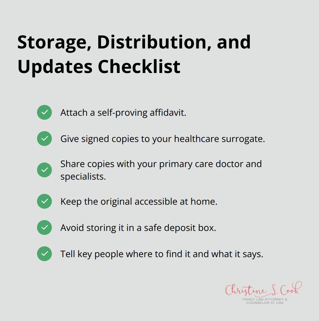 Checklist to ensure your signed living will is accessible and up to date - Living will Florida tips