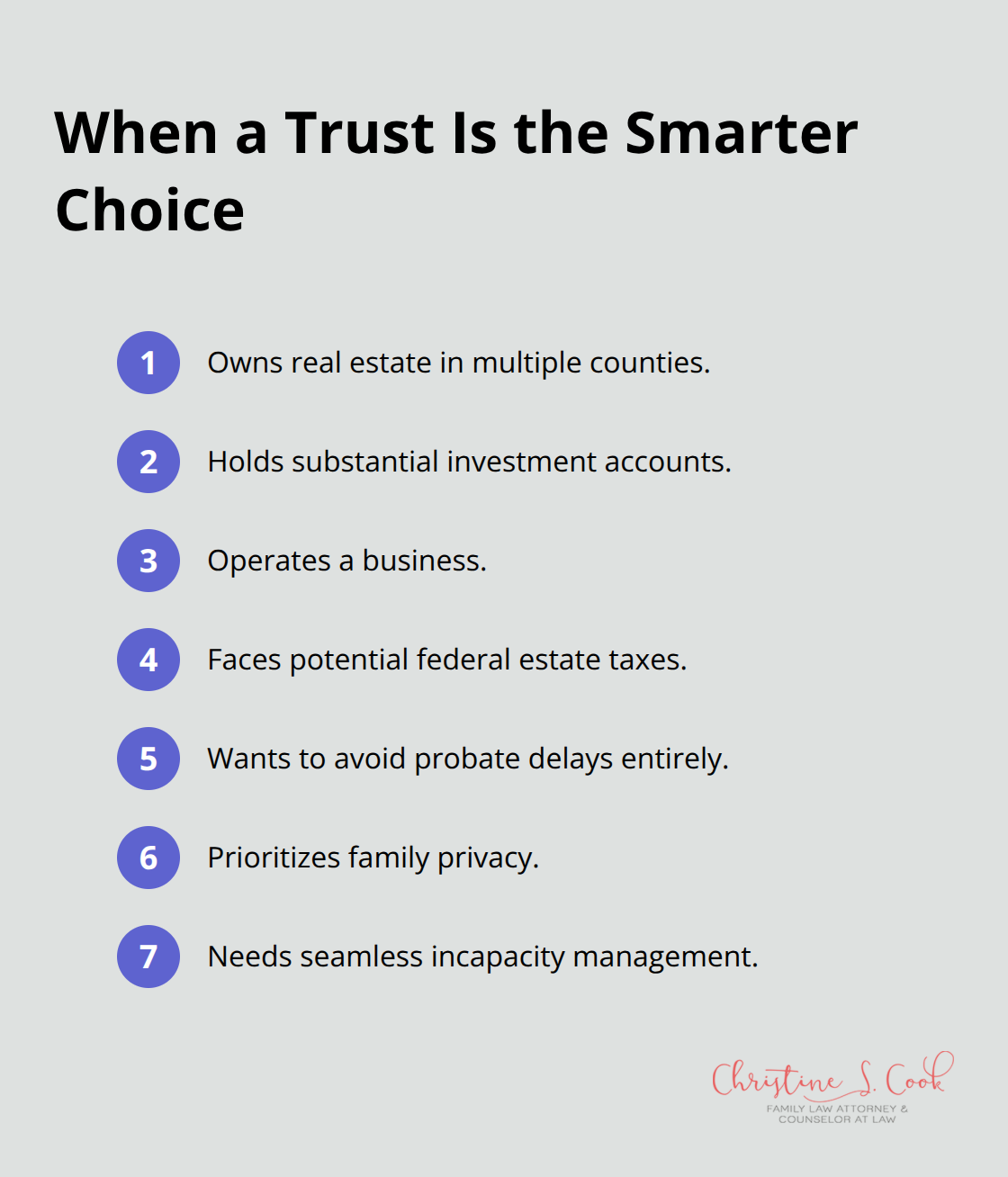Compact list of scenarios where a trust outperforms a will for Florida families. - Wills versus trusts Florida